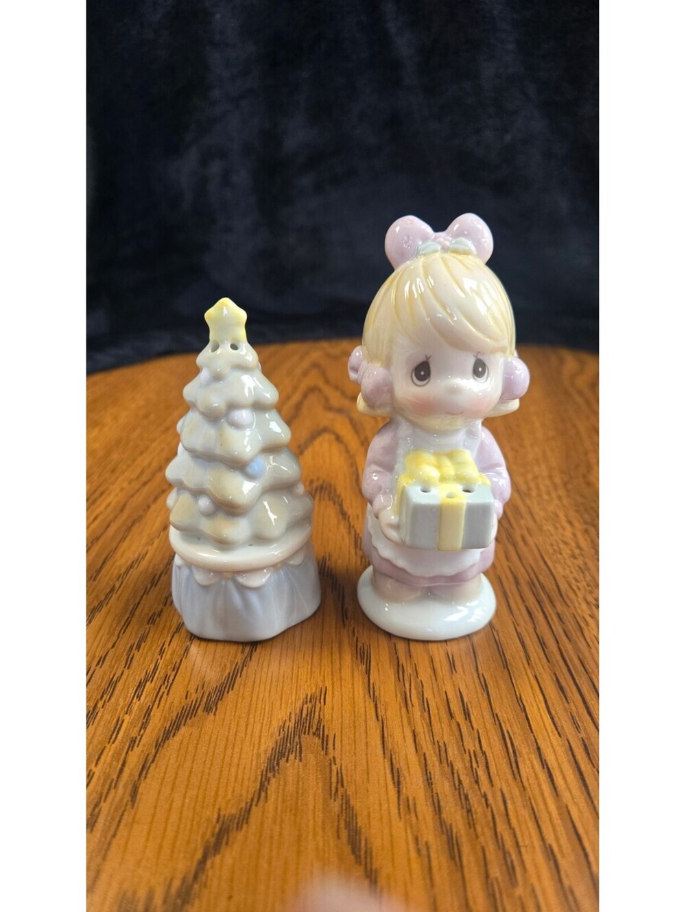 Precious Moments Porcelain Christmas Salt and Pepper Shakers